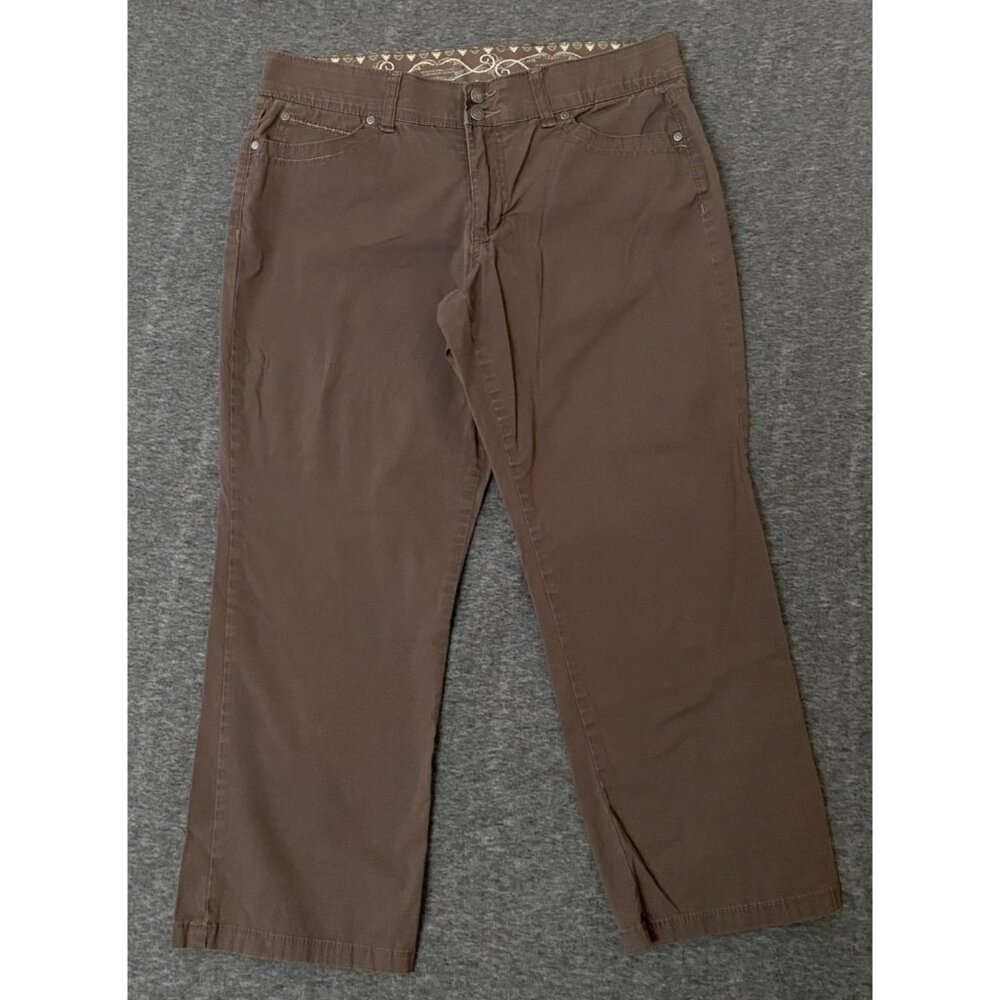 Bandolino Brown Stretch Straight Leg Pants Womens Size 10 Cotton Blend Wide Band